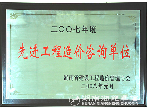 07年度先進(jìn)工程造價咨詢單位